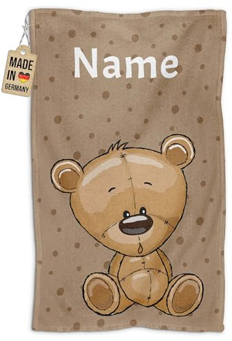 Print Royal PR Kinder-Handtuch mit Name personalisiert - Bär - Geschenk für Jungen und Mädchen, Tier Geschenke, Kindertag, Handtuch Personalisieren | Fotohandtuch 50 x 30 cm