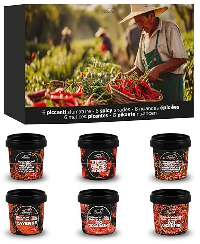 Set 6 Chiles Picantes Bembo – Especias Picantes Gourmet – Diferentes Tipos de Chile – Idea de Regalo Cocina