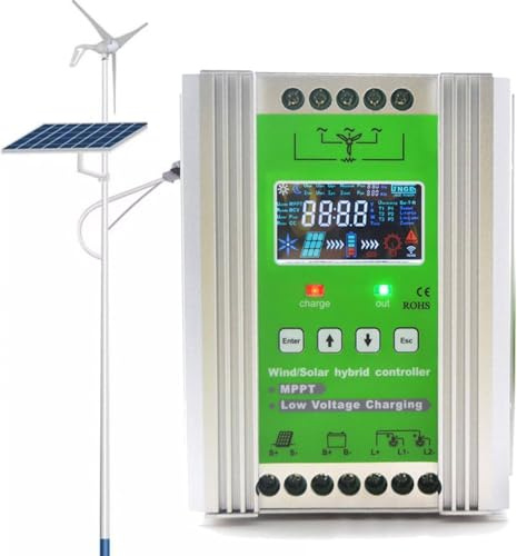 WEIMILOR Contrôleur Hybride éolien et Solaire 12000-20000W, Charge Boost MPPT, 12/24/48v, Hybride éolien et Solaire, régulateur Automatique, adapté à la Batterie du Chargeur d'éolienne,20000W-24V