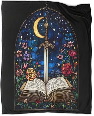 kaiyun Arched Stained Glass Blanket Home Use Bedding 3D Sword And Book Digital Printed Plush Bed Blanket Boys And Girls Sofa Sofa Blanket 70x80inch(180x200cm)