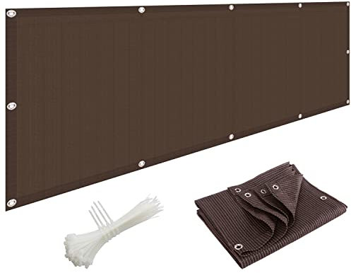 Clôture brise-vue pour balcon d'appartement - Coupe-vent - Résistant aux UV - Pour terrasse, extérieur, cour - Marron (100 x 850 cm)
