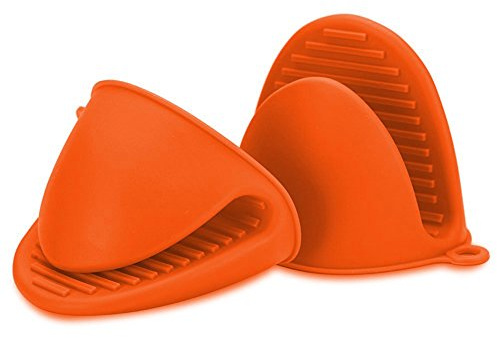Joskeijky 2 mini da forno anti-bruciore resistenti al in silicone per la cottura delle maniglie, portacasseruola e presine arancione