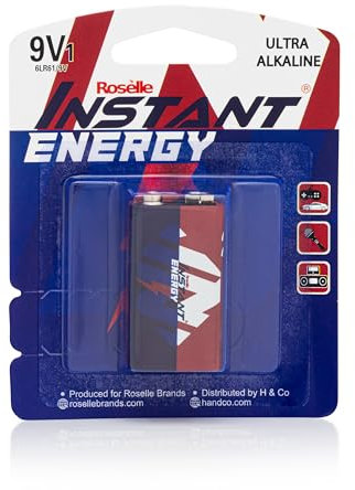Roselle Instant Energy 9V Ultra Alkaline Battery, 6LR61/9V, Single Pack