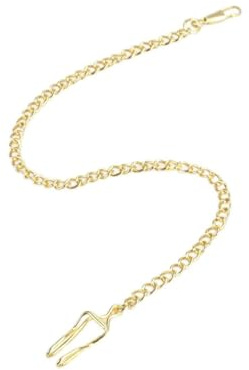 VALICLUD Goldfarbene Silberplattierte Taschenuhrkette Mit Stabilem Karabiner Klassische Elegante Kurze Kette Für Herren Und Damenuhren Schwerer Schlüsselanhänger Geeignet Für Taschenuhren
