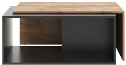 Vicco Couchtisch Paul, Anthrazit/Goldkraft Eiche, 90 x 48 cm | mit drehbarer Tischplatte und zusätzlicher Ablagefläche