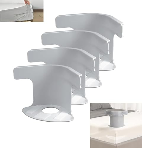 Générique Attaches Universelles pour Drap de Lit - Fixation Housse de Matelas Anti-Dérapant, Sangle de Coin pour Toutes Tailles (Simple/Double/Roi), Maintien Solide des Draps - Heavy Duty (4, Gris)