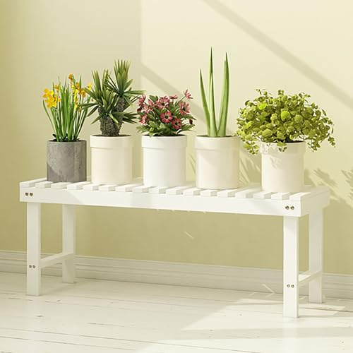 Kchsdool Pflanzenständer aus Holz für den Außenbereich, gestuftes Pflanzenregal für Garten, Hof, Terrasse und Balkon – einfach zu montieren (Weiß, 58x30cm)