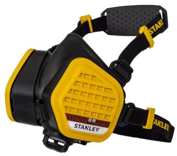 Stanley A1P3 Half Mask Respirator with Face-Fit Check, 99.97% Filtration, Activated Carbon Filters, Paint, Pesticide & Organic Gas Protection, Reusable Low-Resistance Breathing Mask - Small/Medium