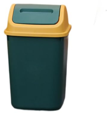 Swing Top Trash Can - 10L Waste Bin, Garbage Can, Paper Basket | Modern Swing Lid Trash Bin for Home Waste Management in Kitchen, Bathroom, Bedroom, Office, Small Spaces
