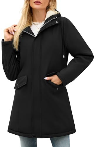 Yuson Girl Giubbotto Donna Invernale Foderato Giacca in Pile con Cappuccio Termici Ispessito Giubbotto Imbottito Autunno Invernali Classico Cappotto Outdoor Antivento Parka(Nero, XL)