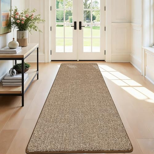 SHACOS Lång halkfri korridor matta 80 x 250 cm, mattor löpare brun | Modern tvättbar kökslöparmatta, absorberande, mjuk, för tvättrum entré
