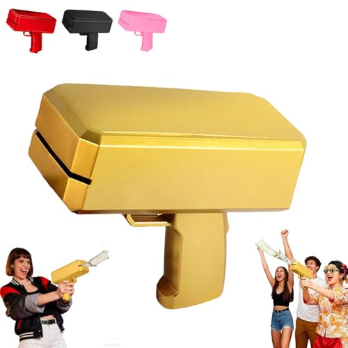 GENERISCH Pistola de dinero con 100 billetes falsos, arma de juguete para películas, accesorios de fiesta, lluvia de dinero para juegos y celebraciones