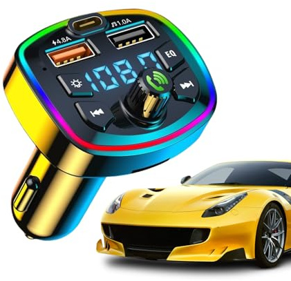 Trasmettitore FM – ABS | Ricevitore per auto | Trasmissione vocale | Dispositivo audio senza fili per auto, streaming musicale, telefonate, ricarica USB, sicurezza di guida, Roadtri
