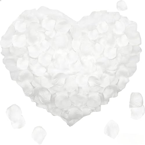 1200pcs White Rose Petals,Artificial Red Rose Flowers No-Taste Emulation Silk Rose,Romantic Valentine's Day Decorations, Artificial Rose Petals for Home Wedding Anniversary Table Scatter for Centerpie