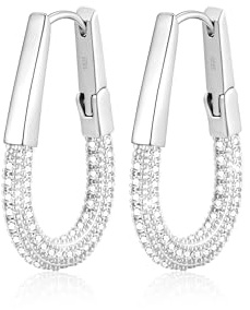 Halora Ohrringe Silber 925 Creolen Damen, 14K Vergoldete Ohrringe Gold Creolen Hypoallergen Zirkonia Ohrringe Schmuck Geschenke