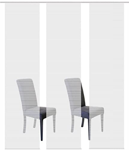 VISION S 88401 | 3er-Set Schiebegardine ROM | halb-transparenter Stoff in Bambus-Optik | 3X 260x60 cm, Farbe:grau