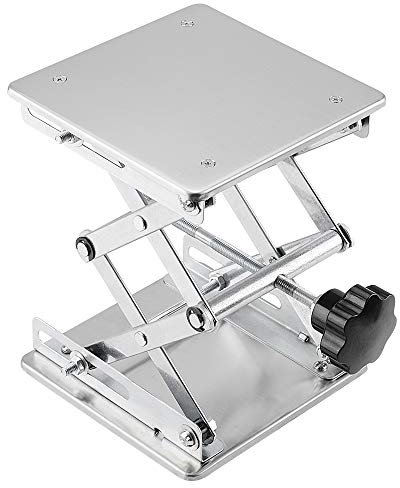 Labasics Lab Scissors Jack, 150 x 150 mm Stainless Steel Laboratory Support Jack Platform Lab Lift Stand Table, Expandable Lift Height Range from 75 mm to 260 mm, Support Weight 10KG