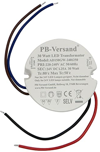LED Trafo 30 Watt 24V DC rund kreis Leuchtmittel Transformator Netzteil Driver Vorschaltgerät