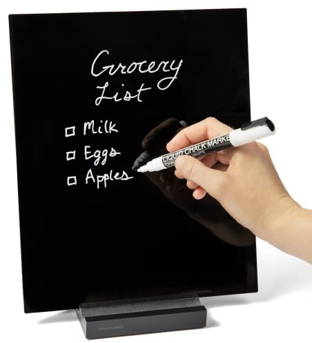 Schwarze Whiteboard aus Acryl mit Ständer, 25,4 x 30,5 cm, Schreibtisch-Whiteboard für Büro, Zuhause oder Schule, wiederverwendbare Schreibtischtafel mit Marker, tragbare Kreidetafel-Staffelei für