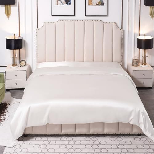 THXSILK 25 Momme 1 Stück Seiden-Bettbezug, 100 % hochwertige Maulbeerseide, gehobene Serie, Seiden-Bettbezug mit Reißverschluss (voll, weiß)