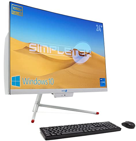 Simpletek AiO All in One 24 Kurv i7 16GB RAM SSD 480GB Windows 10 FHD Integrerad webbkamera WiFi5 Bluetooth4.2 | Böjd dator Dekstop PC