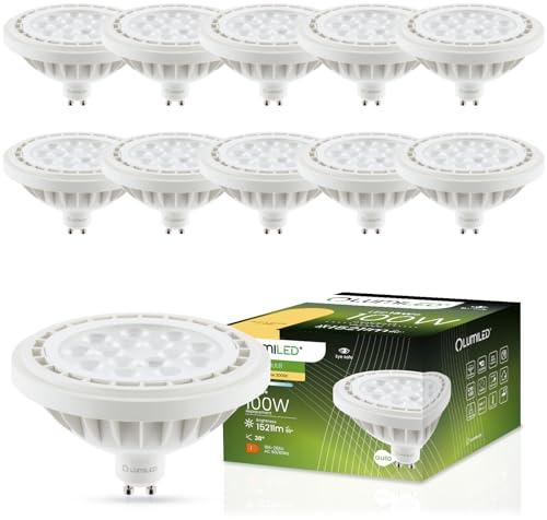 Lumiled LED-Leuchtmittel 10er Set ES111 GU10 Fassung Spot Strahler Spannung 230V 15W (Entspricht 100 Watt) Warmweiß 3000K 38 Grad Abstrahlwinkel weiß 1521 Lumen Ra>80 Energiesparlampe
