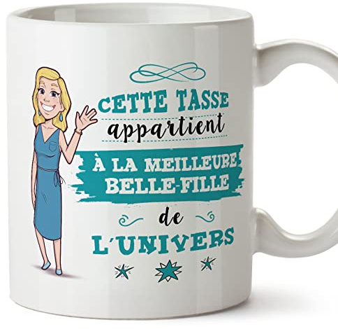 Mugffins Tasses pour BELLE-FILLE/BRU - En Français - Cadeau original pour BELLE-FILLE - Meilleure Famille de l'univers - 11 oz / 330 ml