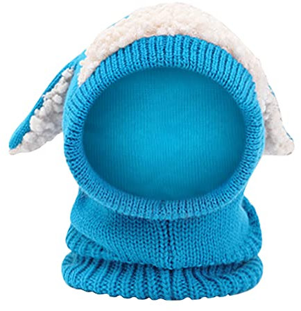 Schal Brombeere Kinder, Wollschal, Baby, Mädchen, Coif Hood, Winter, warme Kindermütze Haube Schal Set Mädchen (Blue, One Size)