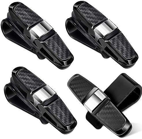 Brillenhalter für Auto, 4 Stück Auto Brillenhalter, Brillenhalterung, Sonnenbrillen Brillen mit Kartenkarten Clip, 180°Rotational Auto Visor Sonnenbrille Clip, Universal Doppelenden Brillenhalterung