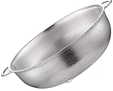 BESTonZON Stainless Steel Drain Basket for Kitchen Dual Handles, 25.5cm Diameter Multi-Purpose Vegetable and Fruit Washing Colander, Silver Kitchen Storage Basket for Home Use