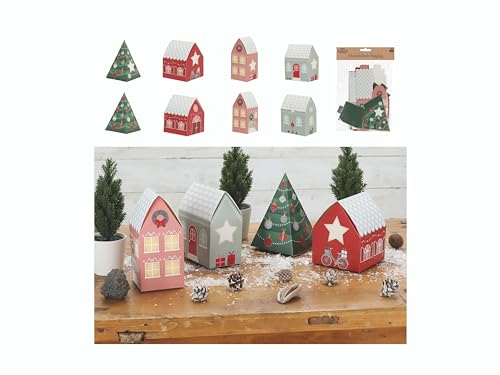 Adventskalender DIY Bastelset 24tlg. │ Häuser Tannenbaum 4 Designs │ Weihnachten Adventszeit Kalender (1 x Adventskalender Haus 24tlg.)