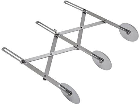 Tagliapasta a 3 Ruote, Tagliapizza Inossidabile, Tagliapizza Espandibile Coltello da Pasticceria Multitondo Taglierina da Forno Rullo Taglierina Per Biscotti Divisore(Argento)