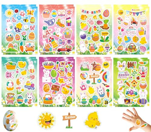 16 Stück Osteraufkleber Set, Osterdeko für Kinder, Lustige Aufkleber Ostern, Ostersticker für Partytütenfüller, Scrapbooking, Basteln, Karten Dekorieren, Geschenke