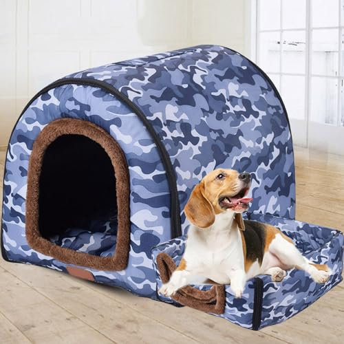 Extra große Jumbo-Hundehütte, Größe XXL, zur Angstlinderung für drinnen und draußen, waschbar, Iglu für große Hunde, warm und beruhigend (XXL 92 x 68 x 72 cm)