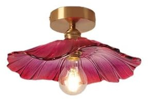 LUOYAOB Deckenleuchte Wohnzimmerlampen Deckenleuchte, halbbündige Montage, Kronleuchter, Retro-Deckenlampe mit Blumenschirm aus Glas for Flur, Garderobe, Treppenhaus, Bauernhaus-Leuchte