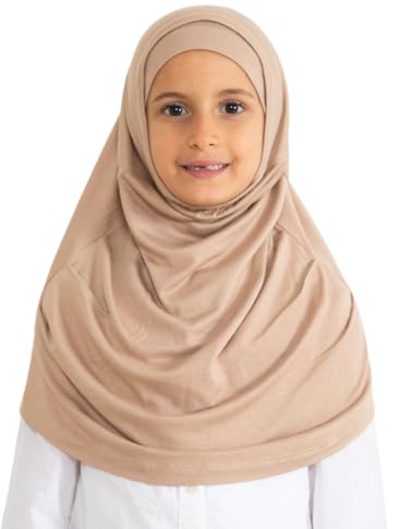 Prien lätt att bära hijab för flickor, muslimsk halsduk för barn, omedelbar hijabs för kvinnor, viskos barnhalsdukar för Ramadan Eid, Djup mink, one size