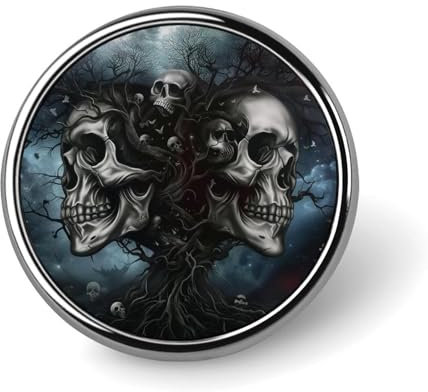 Brosche mit Totenkopf-Horror-Motiv, rund, Anstecknadel, Krawattennadel für Damen und Herren, Büroangestellte, Lehrer, Dekoration