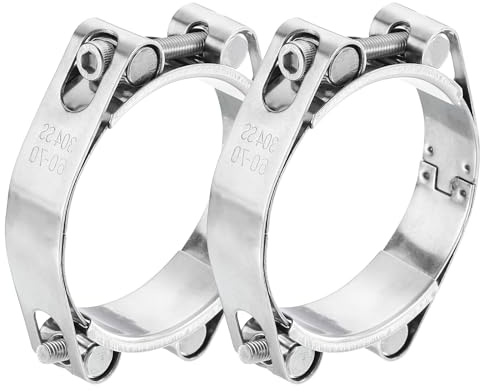 sourcing map 2Pcs T-Bolt Hose Clamp, 304 Stainless Steel Intake Soft Hose, Clamp Range 60-70mm for 2.76 Hose ID, T-Clamps for Automotive, Intercooler, Radiator, Silver