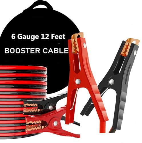 Mushan - Jumper Cables for Car, SUV, Van, Battery Booster Cables to Jump Start Dead Car with Carry Bag (6 Gauge (12ft)