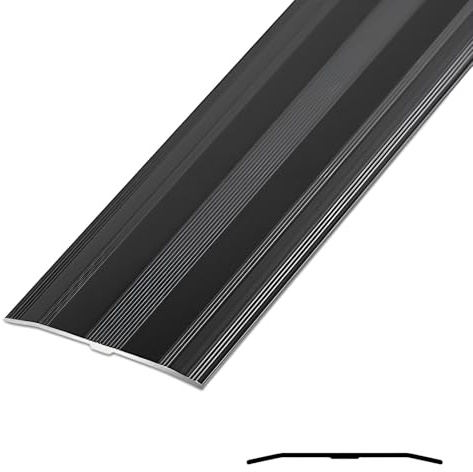 JXNVHJ Bodenübergangsstreifen, Aluminium Eloxiert - 6cm Breite Übergangsprofil Übergangsschiene, Übergangsleiste Für Türschwelle/Holzböden/Laminat/Fliesen(Black,90cm)