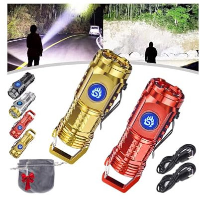 BOSENIYU Mini lampe de poche à 3 yeux en forme de monstre, lampe de poche LED Superpower pour urgence à la maison en plein air (doré + rouge)