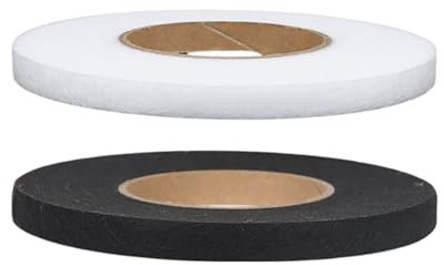 Aidqxbaoer 2Set Saumband 64m Länge und 10mm Breite,Gardinenband zum aufbügeln,Umnähband zum bügeln,zum Reparieren von Stoff,Vorhang,Hosen,Kleidung,Jeans(Weiß und Schwarz)