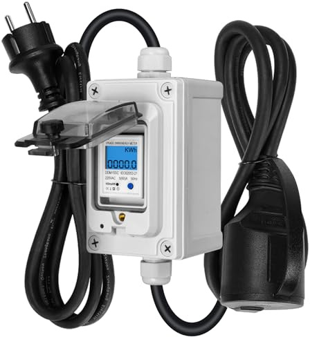 CHENGPI Compteur électrique Numérique Mobile avec Enfichable Européen pour Camping - Cars,Véhicules électriques,Campings ou les Cmpteurs à LED Industriels