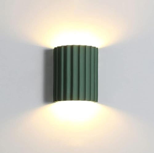 AWEITG Applique da parete a LED verde nordico Lampada da parete for interni a 2 luci su e giù for camera da letto, soggiorno, corridoio - Lampada da parete moderna con lampadina(Green)
