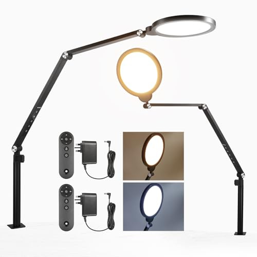 NEEWER BASICS 18W 7 Ring Light with Desk Stand/C Clamp, 2 Pack 3000K-6500K Dimmable Full Screen LED Circle Lighting for Video Conference Streaming Phone Selfie Recording Laptop Computer Zoom, R18