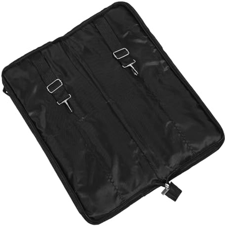 LRXIYODE Oxford Cloth Drumstick Tasche mit Großer Kapazität Verstellbarem Schultergurt Handtragetasche für Schlagzeugstöcke und Mallets Robustes Percussion Zubehör Schwarz