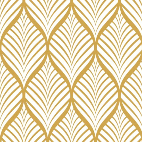 Peyotes Papel tapiz de rayas geométricas doradas y blancas, 44,5 cm x 5 m, autoadhesivo, estilo bohemio, efecto metálico, rollo de plástico moderno y glamuroso para decoración de pared de sala de