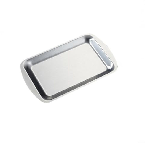 Vassoio multifunzione in acciaio inox, ideale per barbecue, frutta e dolci, bordi arrotondati per il massimo comfort