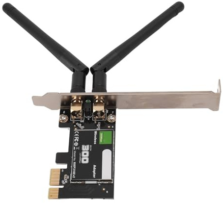 MAJONMMERD Wireless PCI WiFi Adapter, 300Mbps 802.11N PCI Ex1 Network Card for Desktop PC with 2.4GHz Dual Band, Compatible with 7 8 10 11