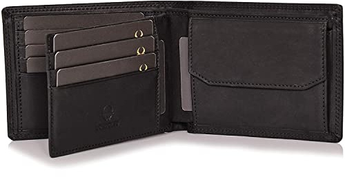 DONBOLSO Geldbörse Herren XL - Slim Portmonee mit Münzfach und RFID Schutz - Echtes Leder Portemonnaie für Männer 10 x 12.5 cm - Minimalistischer Geldbeutel - Vintage Braun